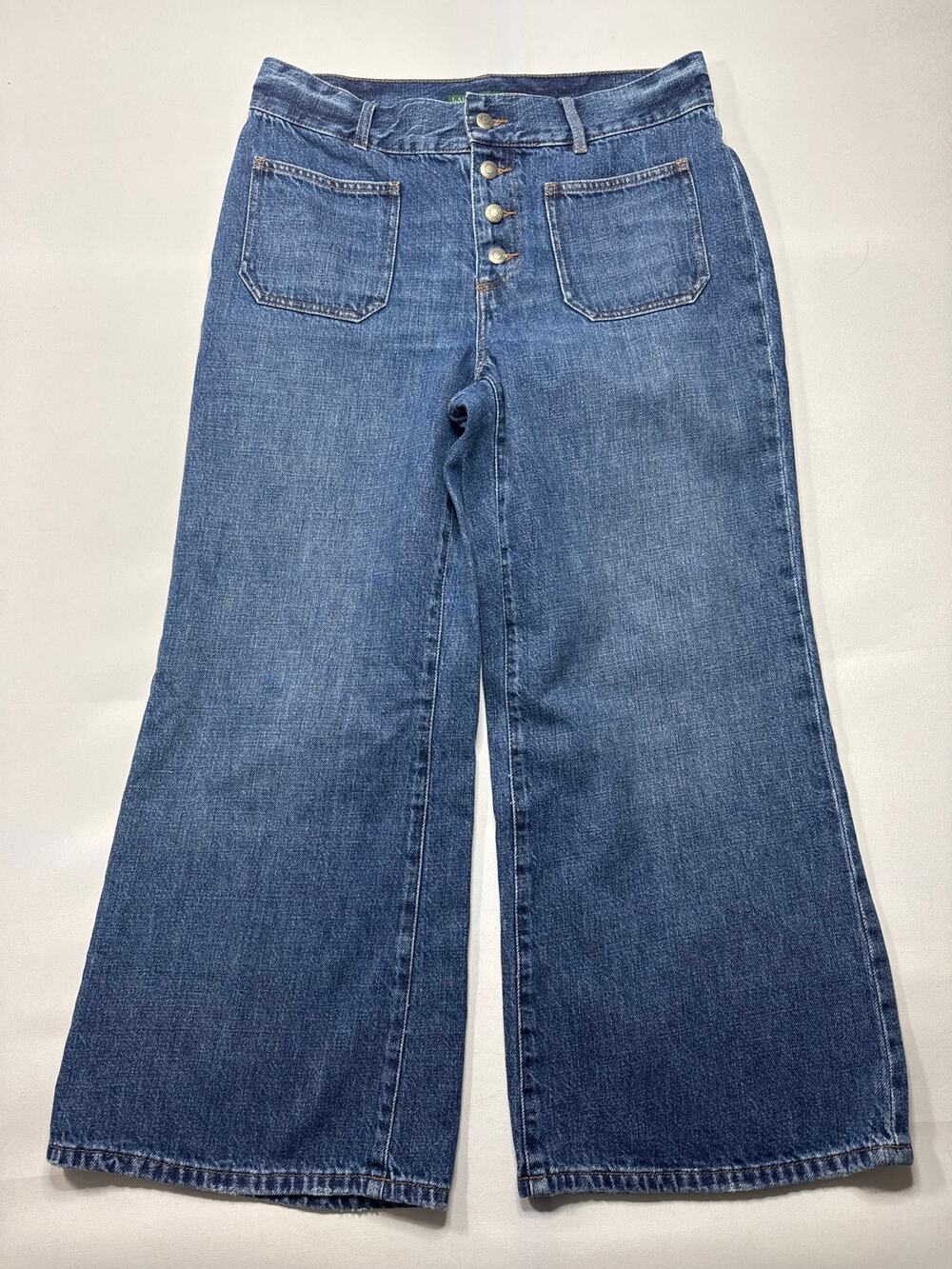 Lauren Jeans Co. Ralph Lauren‎ Women's Wide Leg Crop Blue Jeans - Size 8 (31x25)